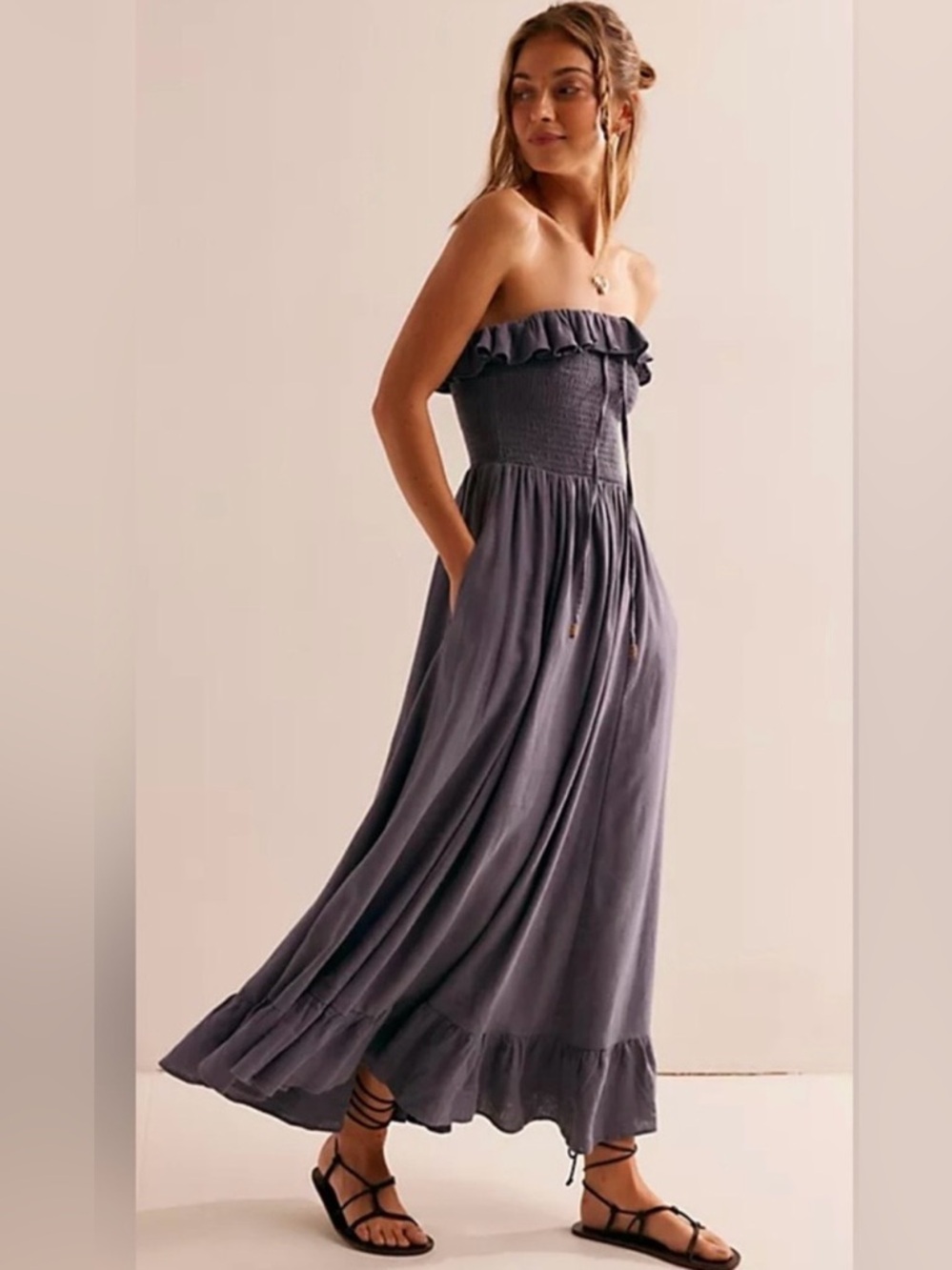 NWOT size Large Free People Lush Life strapless midi dress